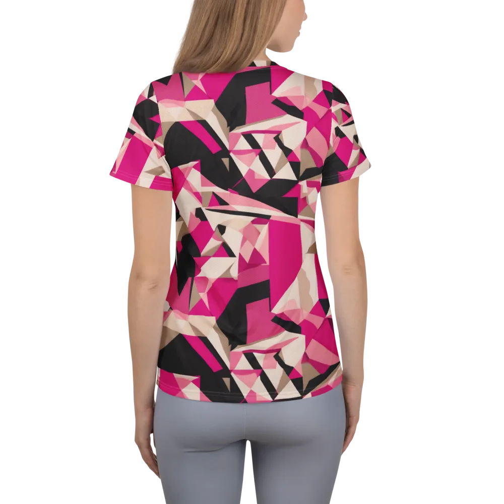 Hot Pink Blueprint on Women's Athletic T-Shirt — Back