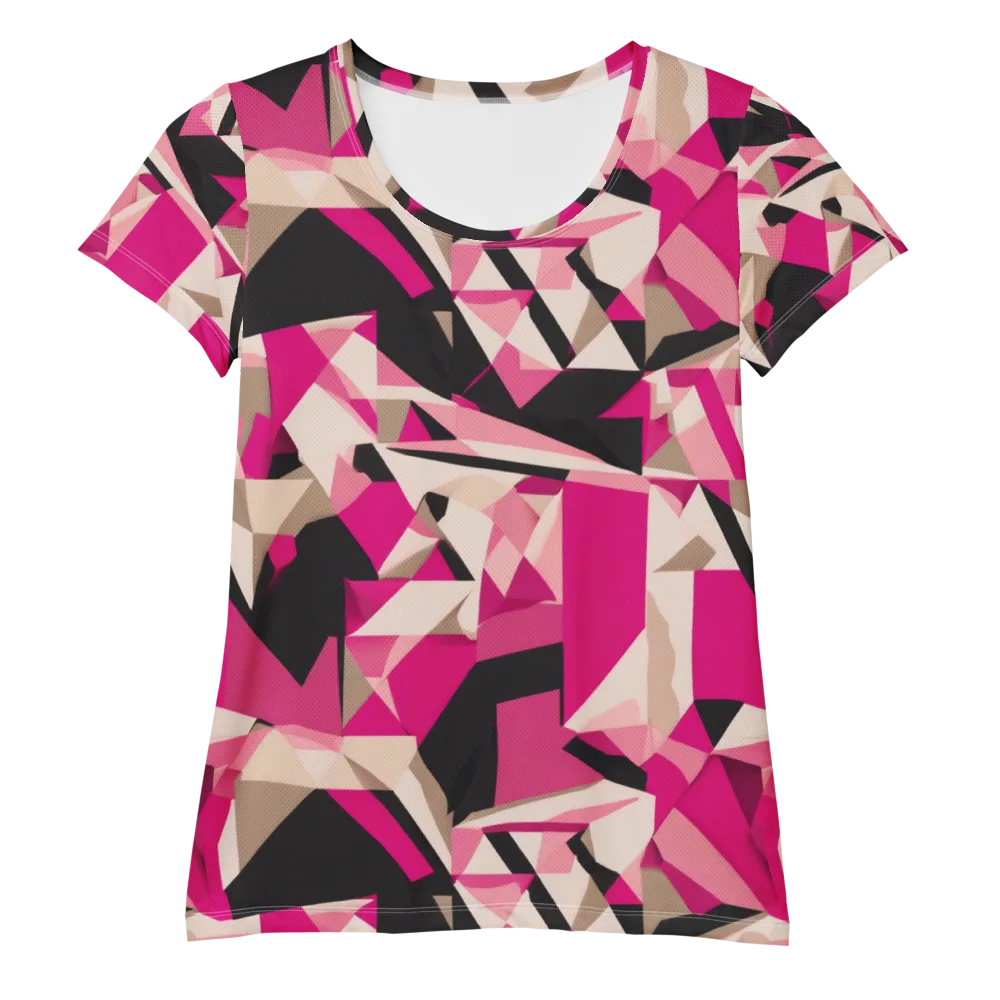 Hot Pink Blueprint on Women's Athletic T-Shirt — Front