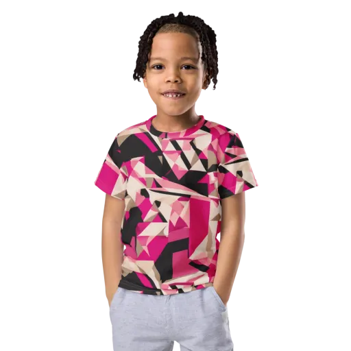 Hot Pink Blueprint on a Kids Crew Neck T-Shirt