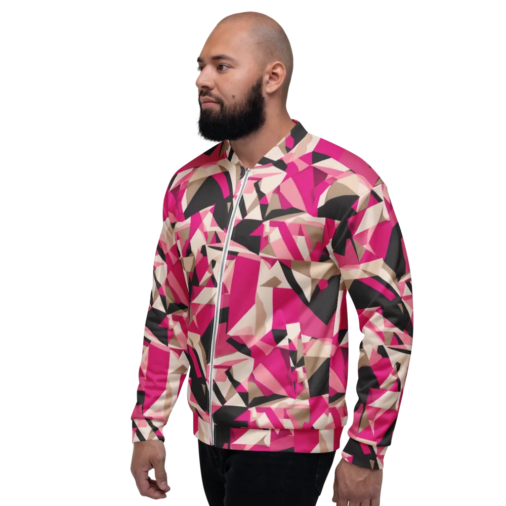 Hot Pink Blueprint on Bomber Jacket — Left