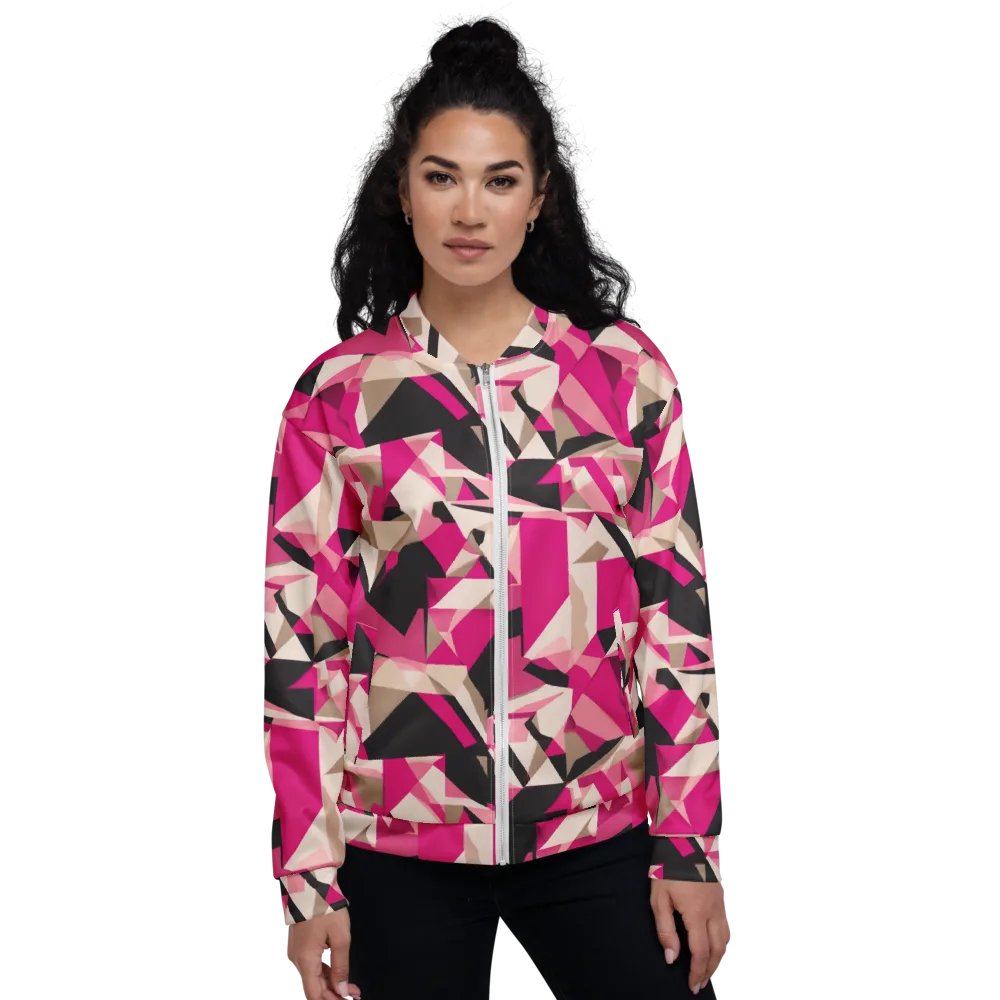Hot Pink Blueprint on Bomber Jacket — Front