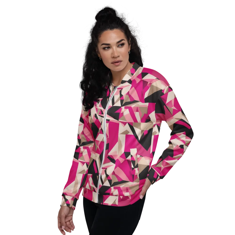 Hot Pink Blueprint on Bomber Jacket — Left