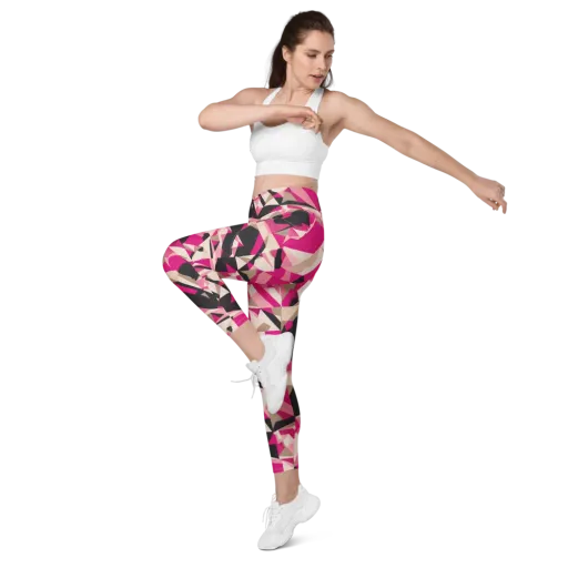 Hot Pink Blueprint on a Leggings with Pockets