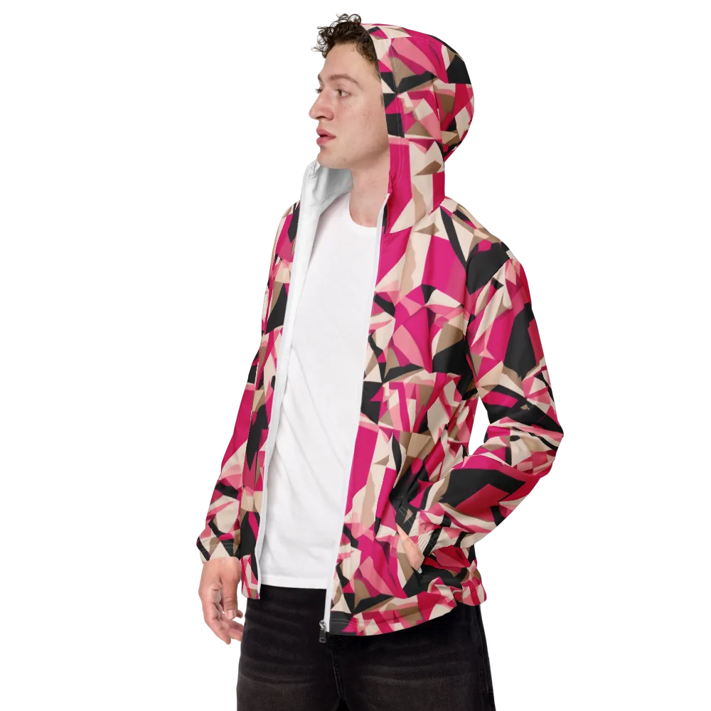 Hot Pink Blueprint on Men's Windbreaker — Left Front