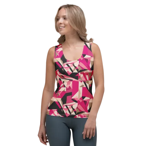 Hot Pink Blueprint on a Women's Tank Top