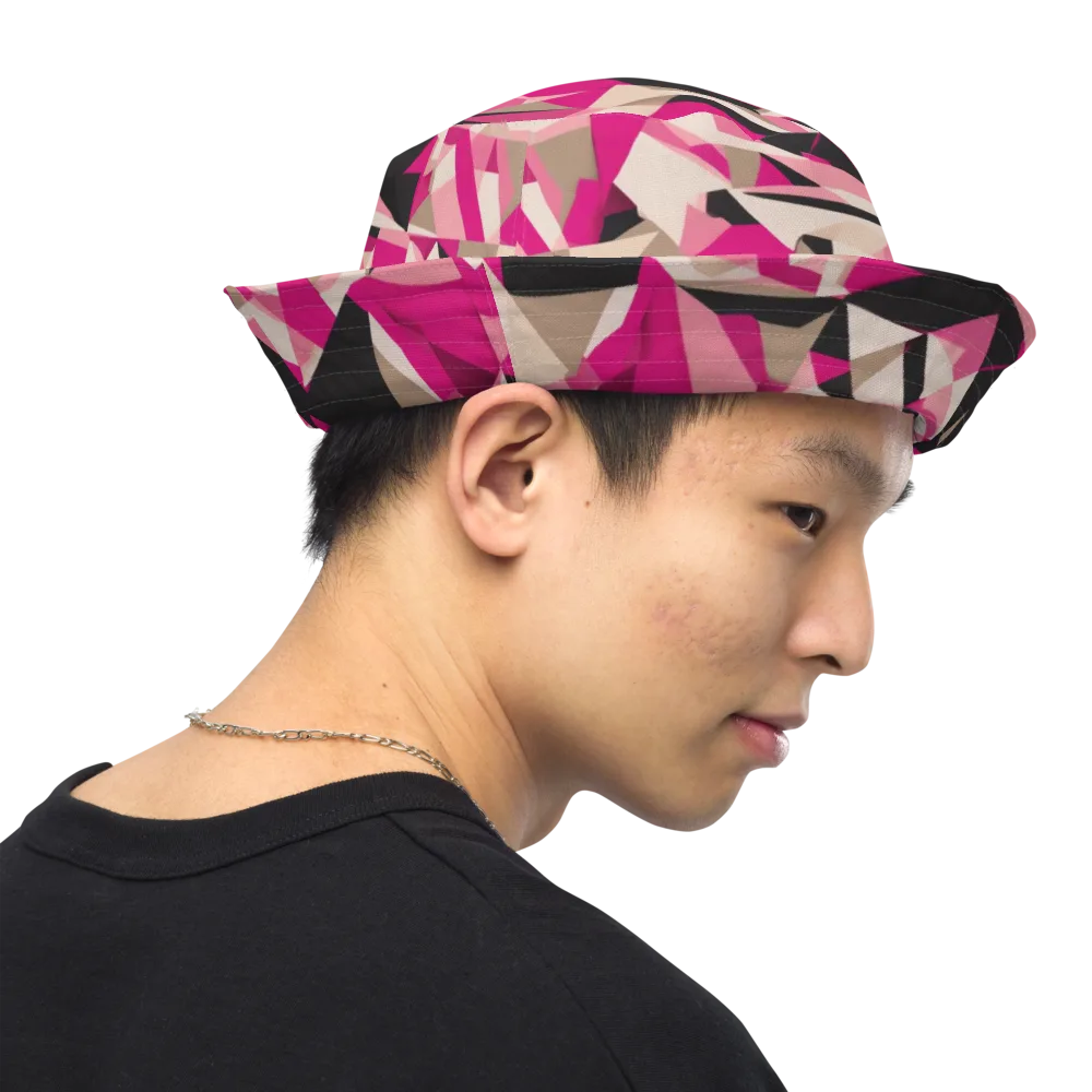 Hot Pink Blueprint on Reversible Bucket Hat — Right Outside