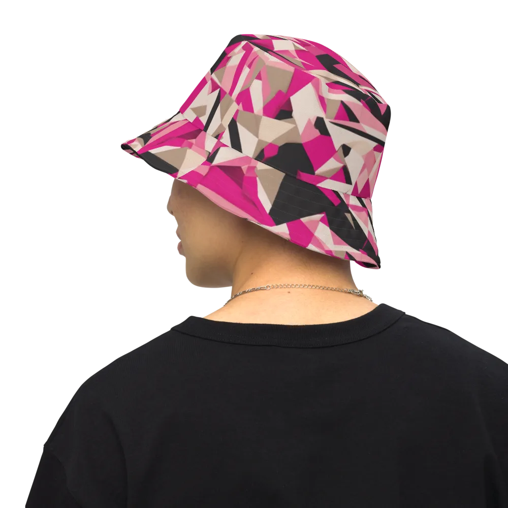 Hot Pink Blueprint on Reversible Bucket Hat — Back Inside
