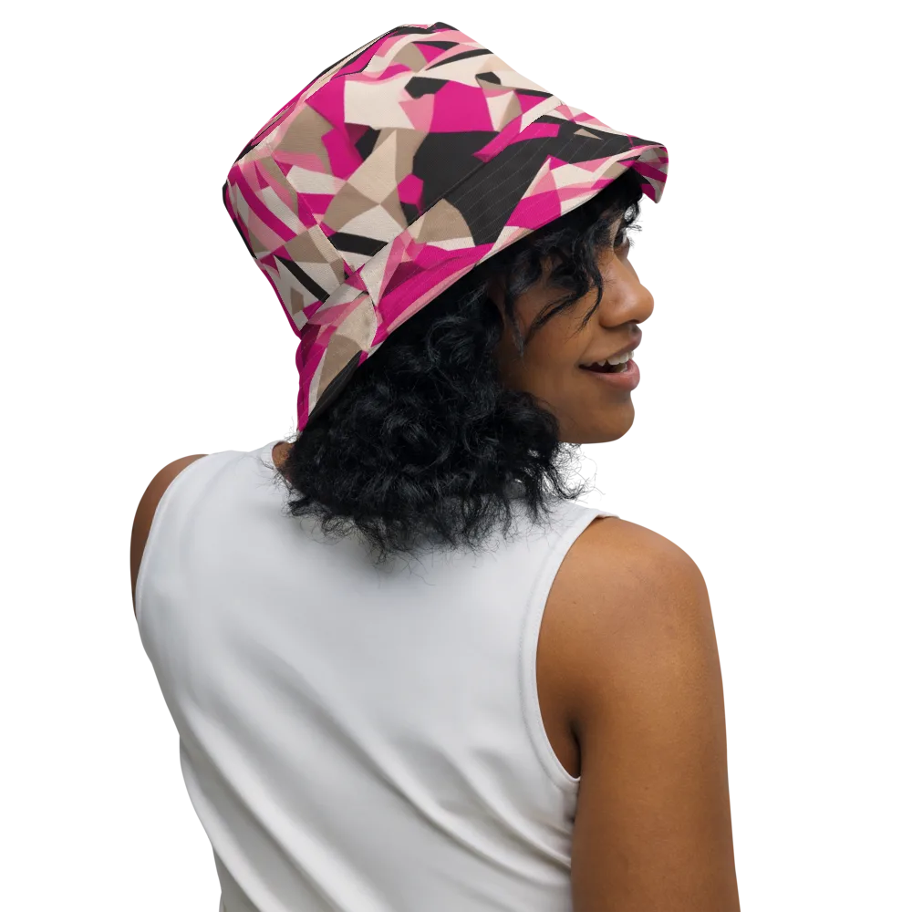Hot Pink Blueprint on Reversible Bucket Hat — Right Outside