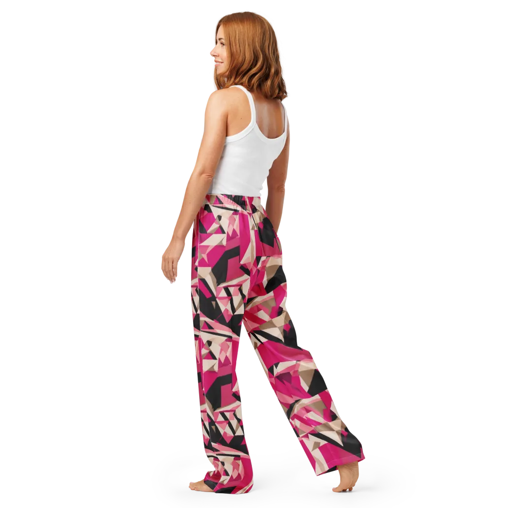Hot Pink Blueprint on Women's Pajama Pants — Back