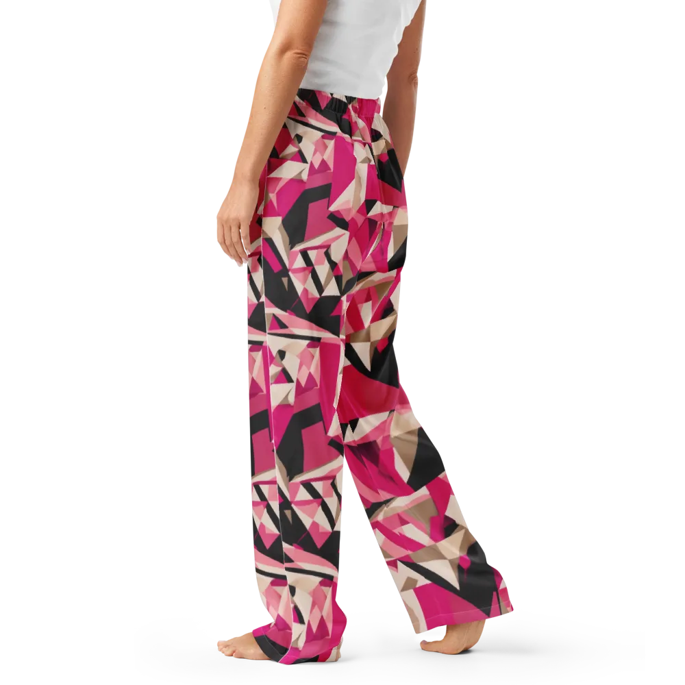 Hot Pink Blueprint on Women's Pajama Pants — Left
