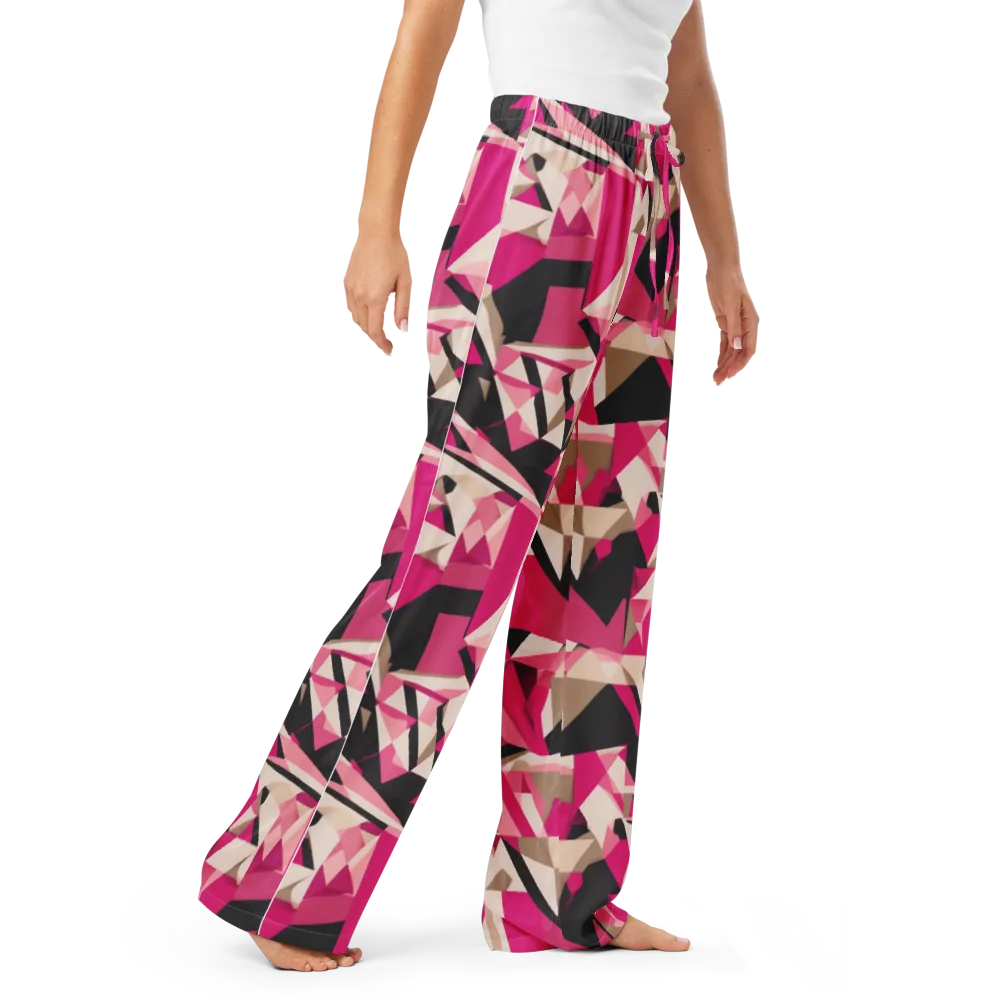 Hot Pink Blueprint on Women's Pajama Pants — Right Front