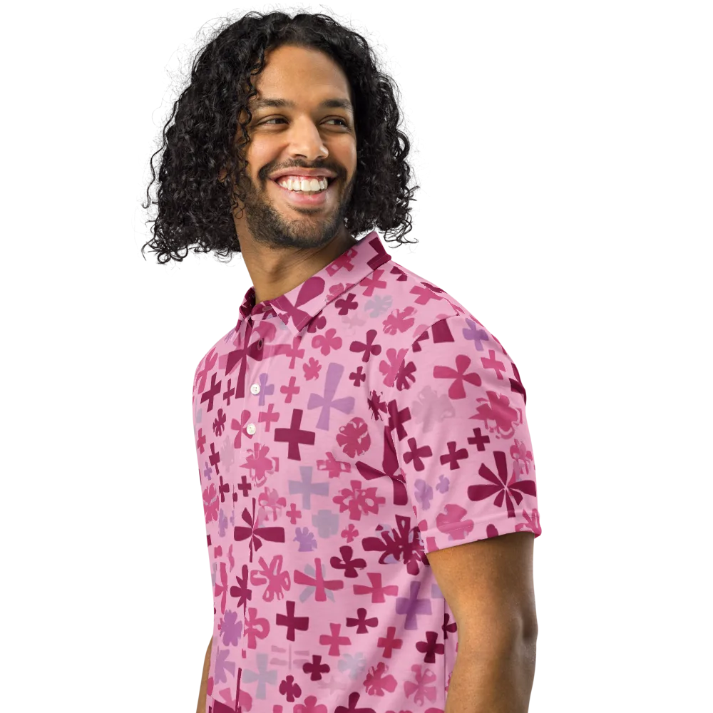 Petal Algebra on Men's Slim Fit Polo Shirt — Left Front