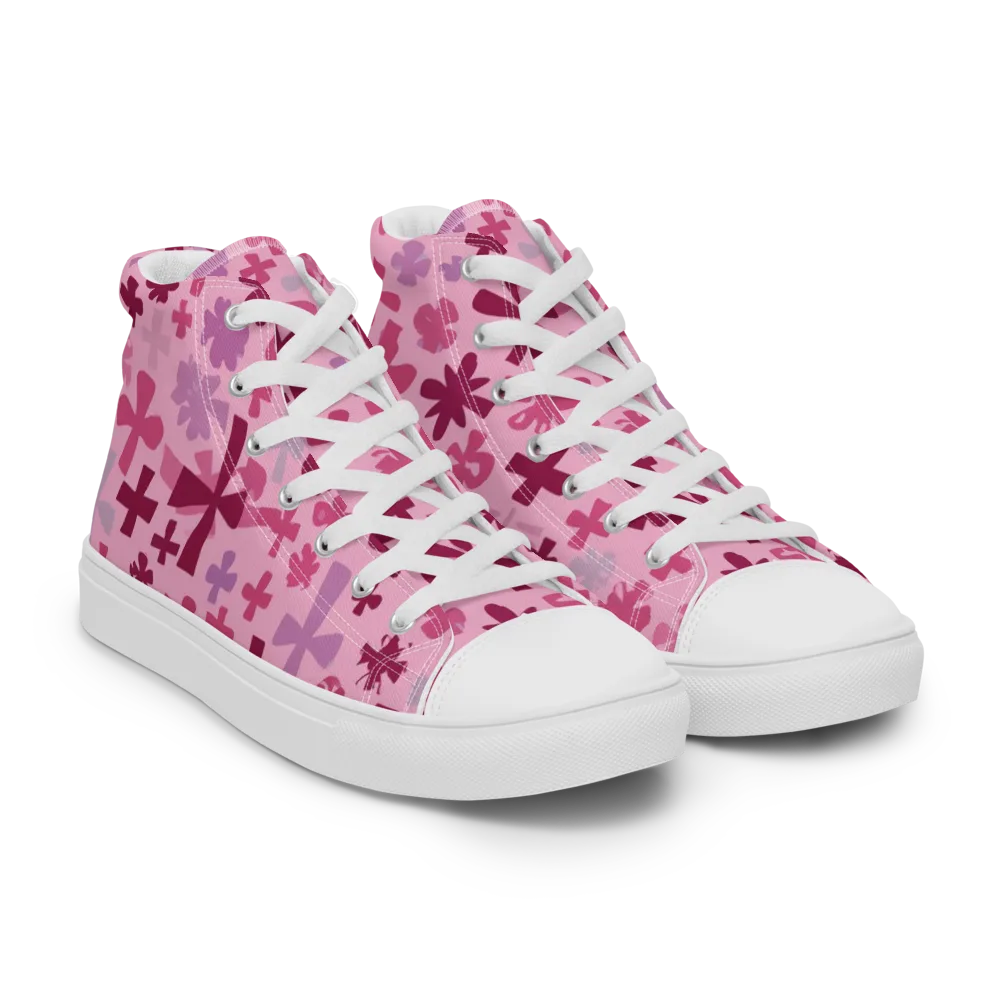 Petal Algebra on Men's High Top Canvas Shoes — Right Front