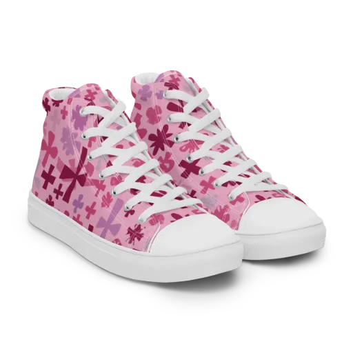 Petal Algebra on a Men's High Top Canvas Shoes