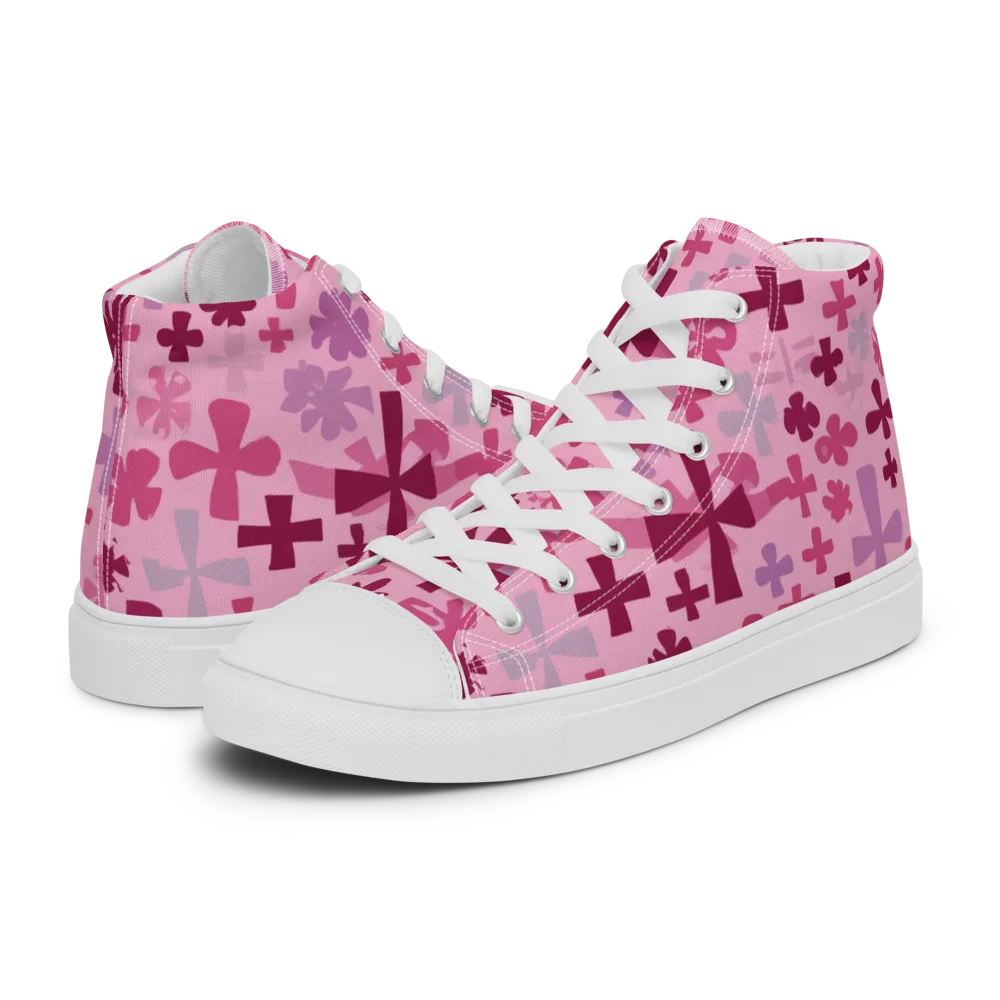 Petal Algebra on Men's High Top Canvas Shoes — Left