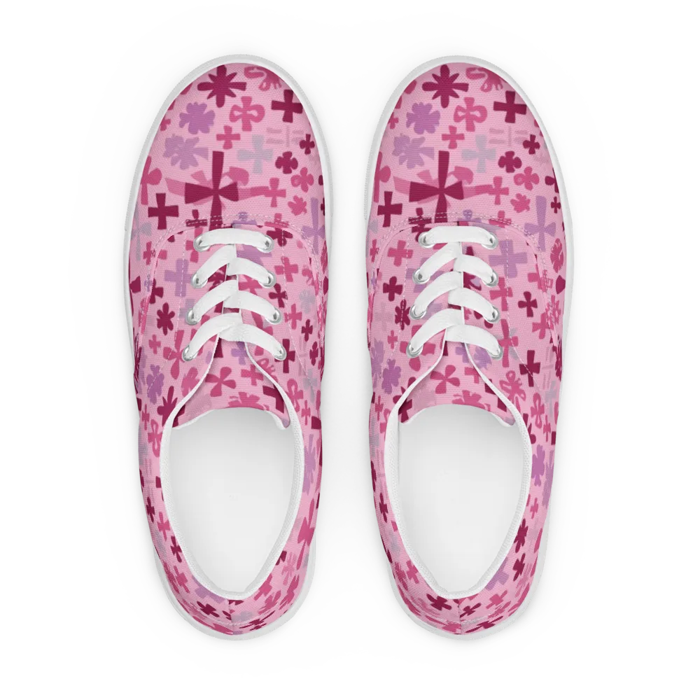 Petal Algebra on Men's Lace-Up Canvas Shoes — Front