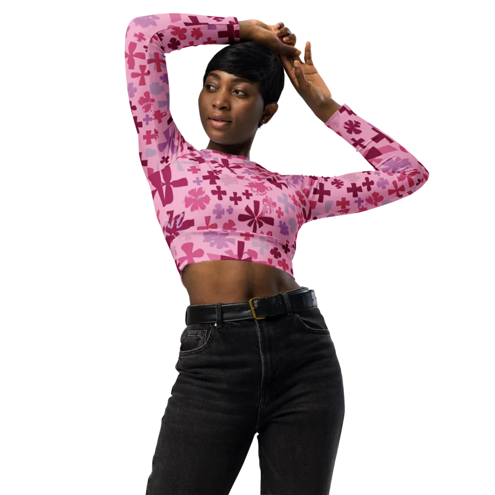 Petal Algebra on Long Sleeve Crop Top — Front