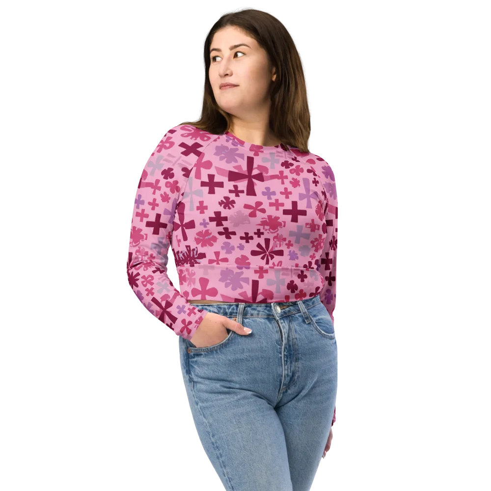 Petal Algebra on Long Sleeve Crop Top — Front