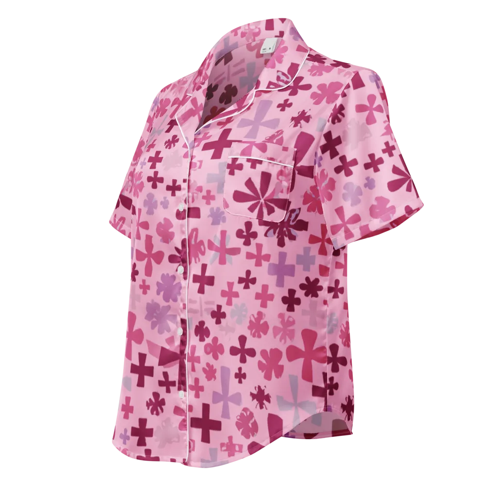 Petal Algebra on Women's Short Sleeve Pajama Top — Left Front