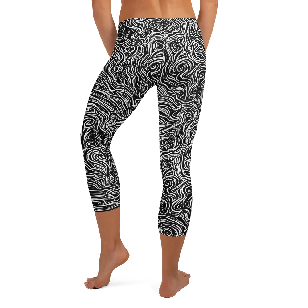 Inky Whispers on Capri Leggings — Back