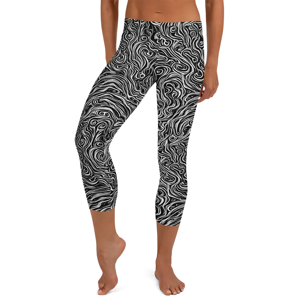 Inky Whispers on Capri Leggings — Front