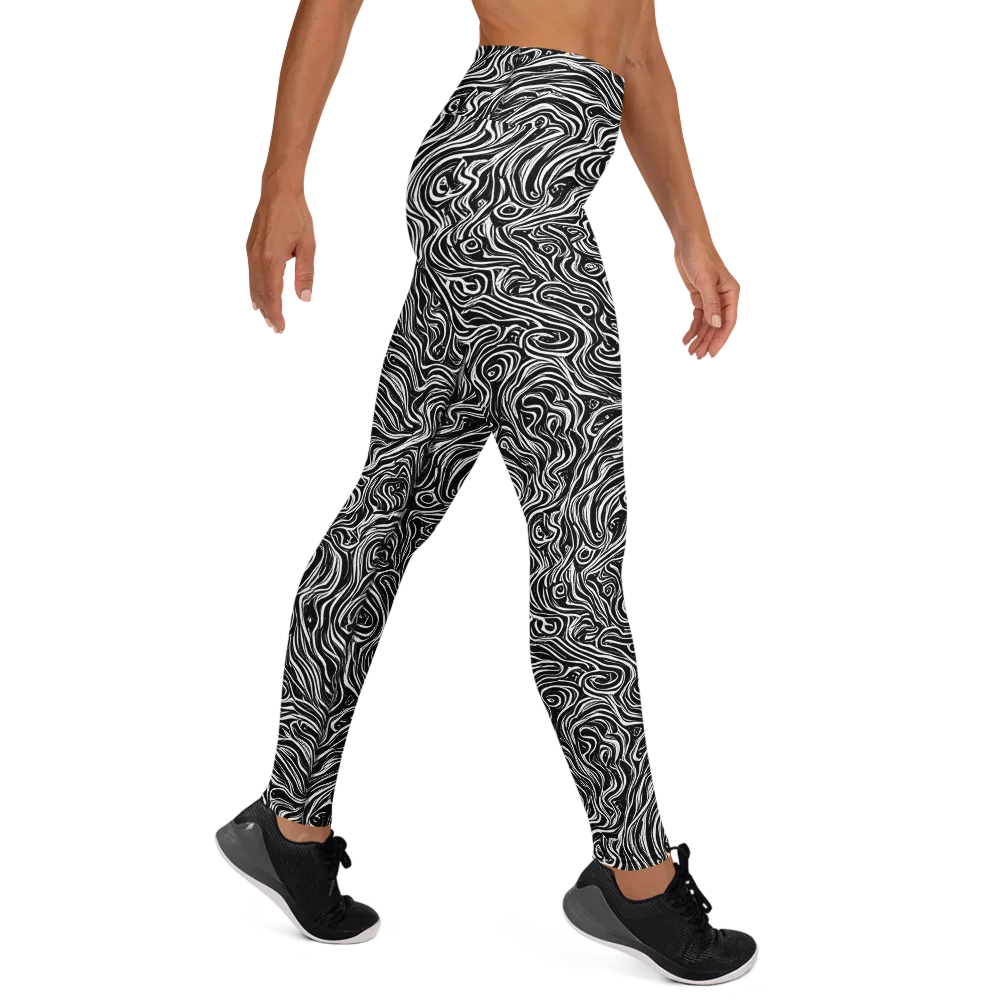 Inky Whispers on Yoga Leggings — Right