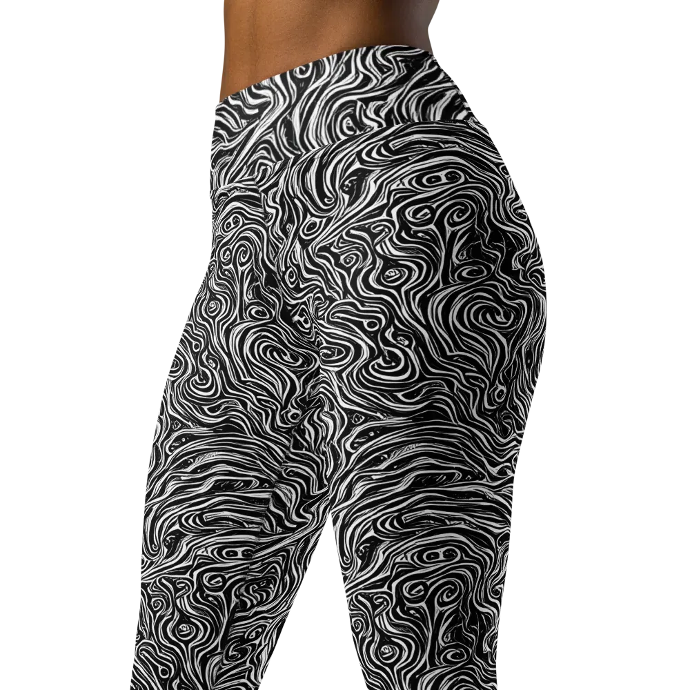 Inky Whispers on Yoga Leggings — Left Front