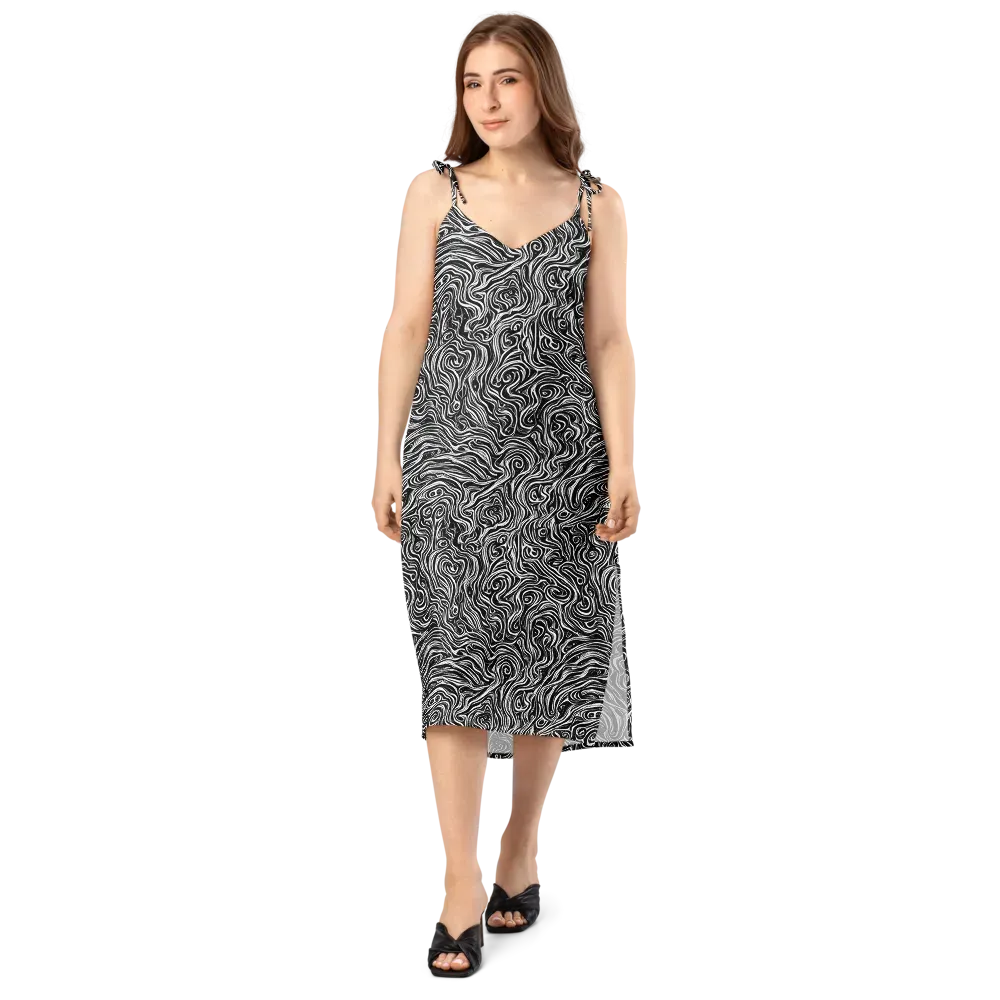 Inky Whispers on Slip Dress — Front