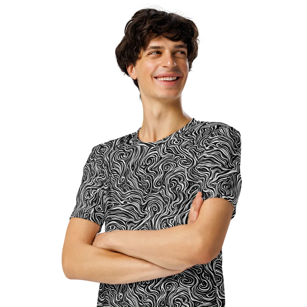 Inky Whispers on Men's Crew Neck T-Shirt — Left Front