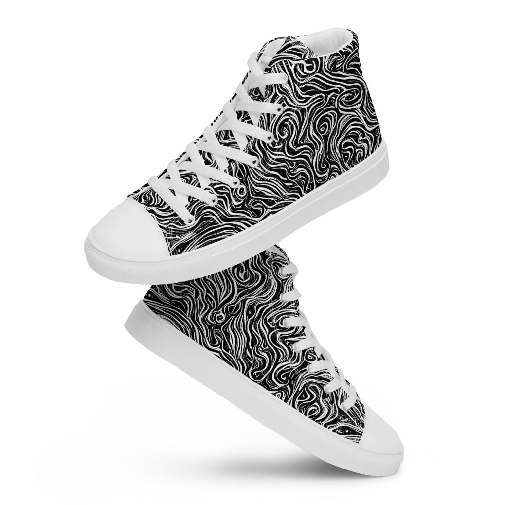 Inky Whispers on Women's High Top Canvas Shoes — Front