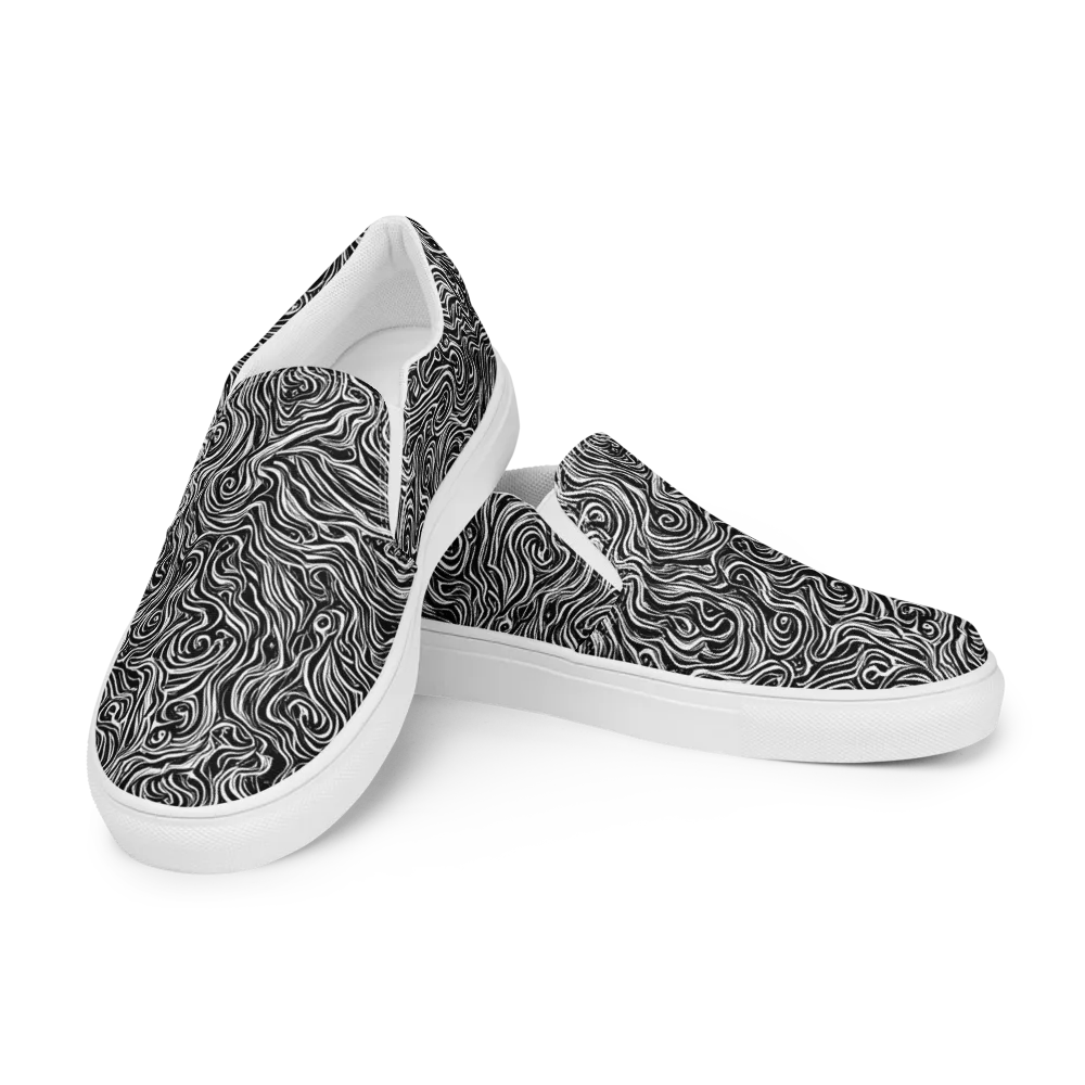 Inky Whispers on Men's Slip-On Canvas Shoes — Left Front