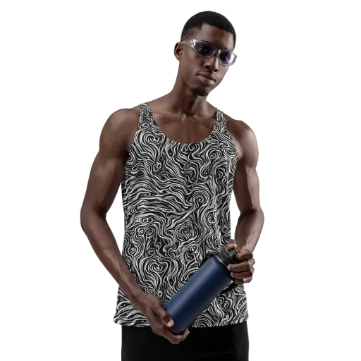 Inky Whispers on a Men's Tank Top