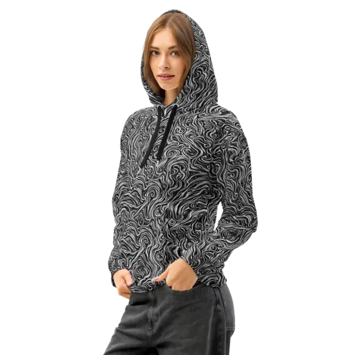 Inky Whispers on a Cotton Hoodie