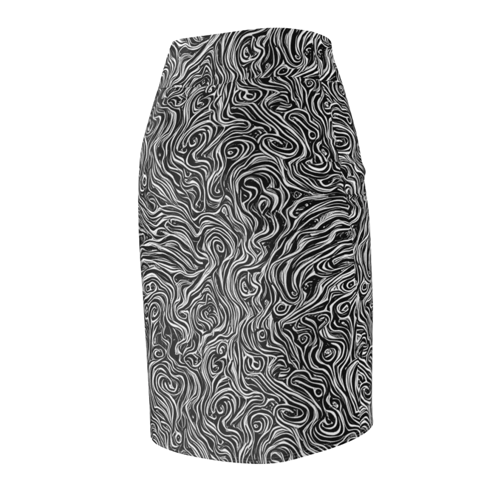 Inky Whispers on Pencil Skirt — Back Side
