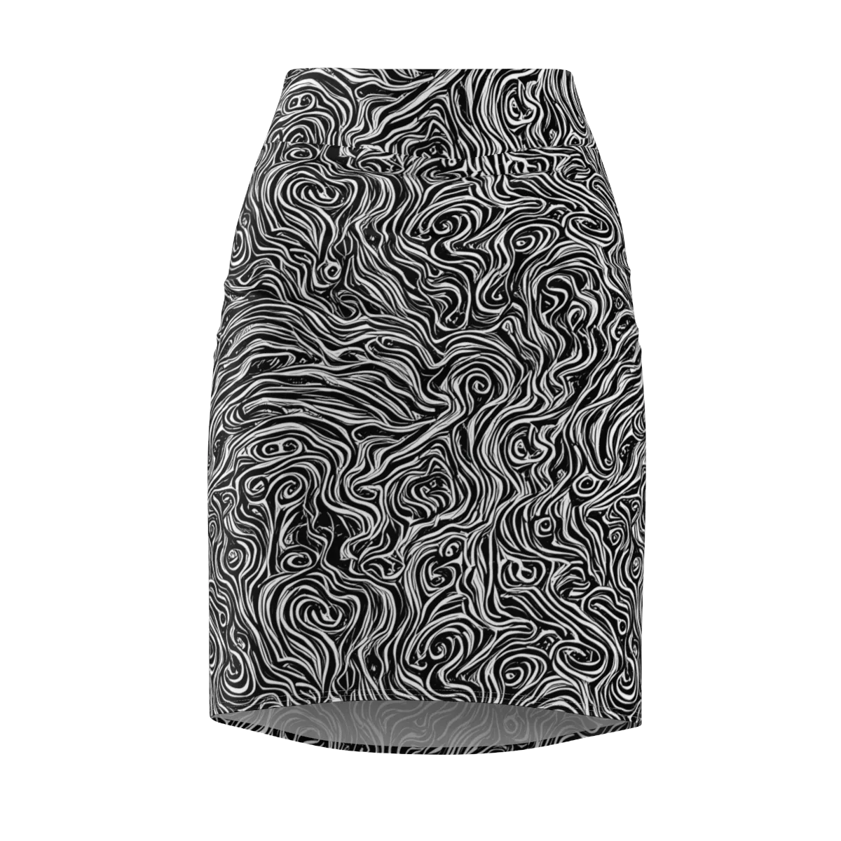 Inky Whispers on Pencil Skirt — Front