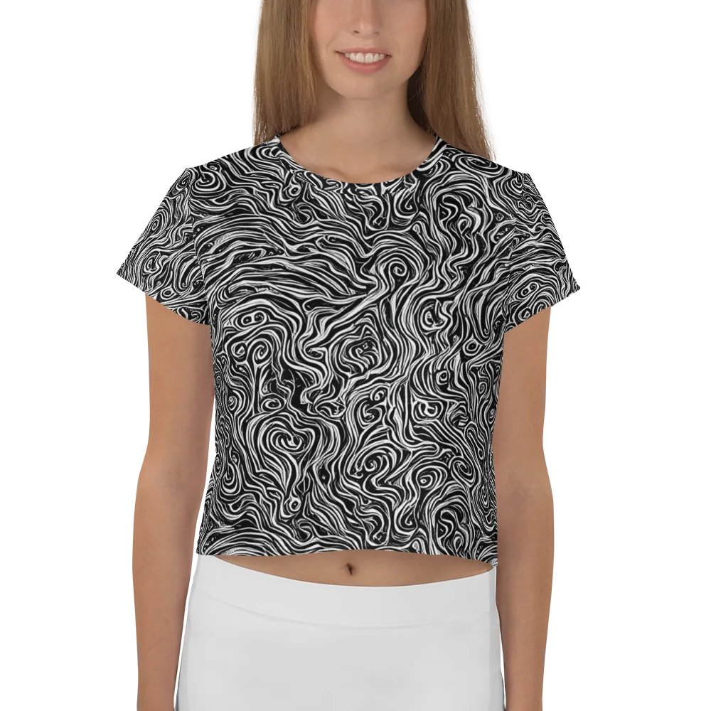 Inky Whispers on Crop Tee — Front