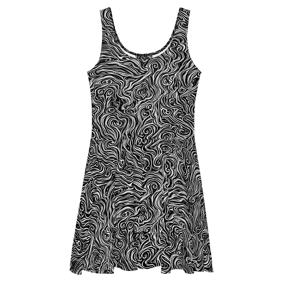Inky Whispers on Skater Dress — Front