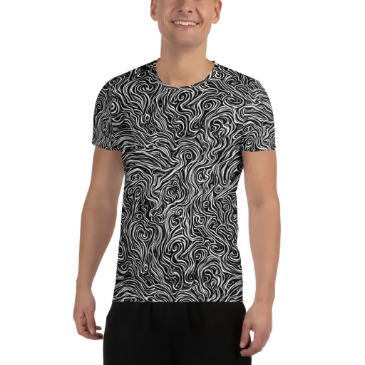 Inky Whispers on a Men's Athletic T-Shirt