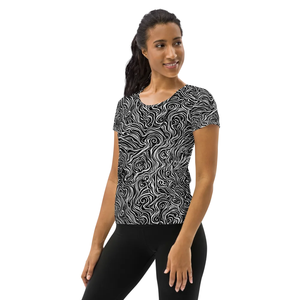 Inky Whispers on Women's Athletic T-Shirt — Left