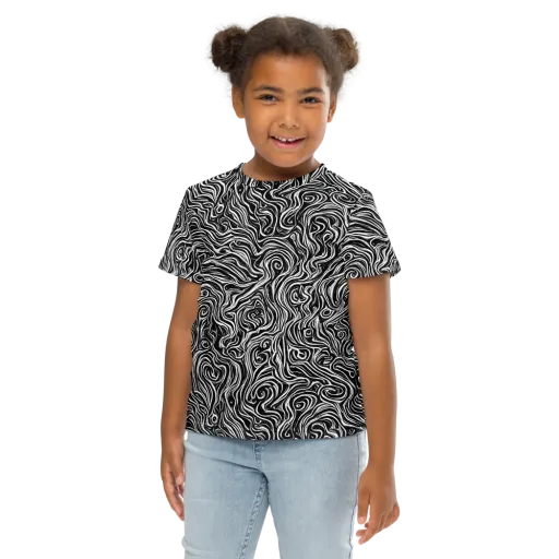 Inky Whispers on a Kids Crew Neck T-Shirt