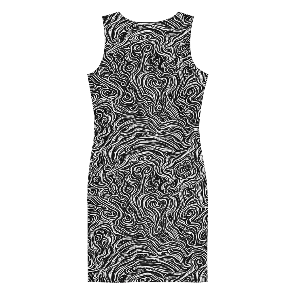 Inky Whispers on Bodycon Dress — Back