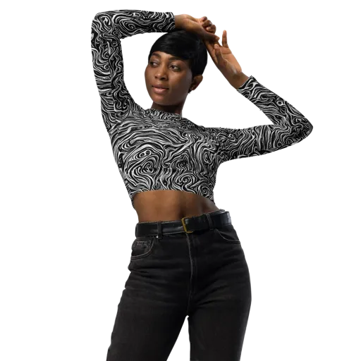 Inky Whispers on a Long Sleeve Crop Top
