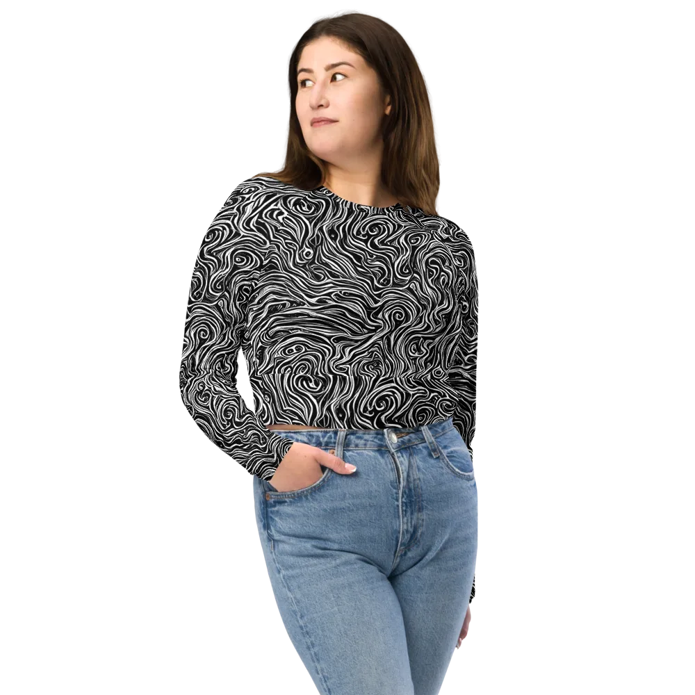 Inky Whispers on Long Sleeve Crop Top — Front