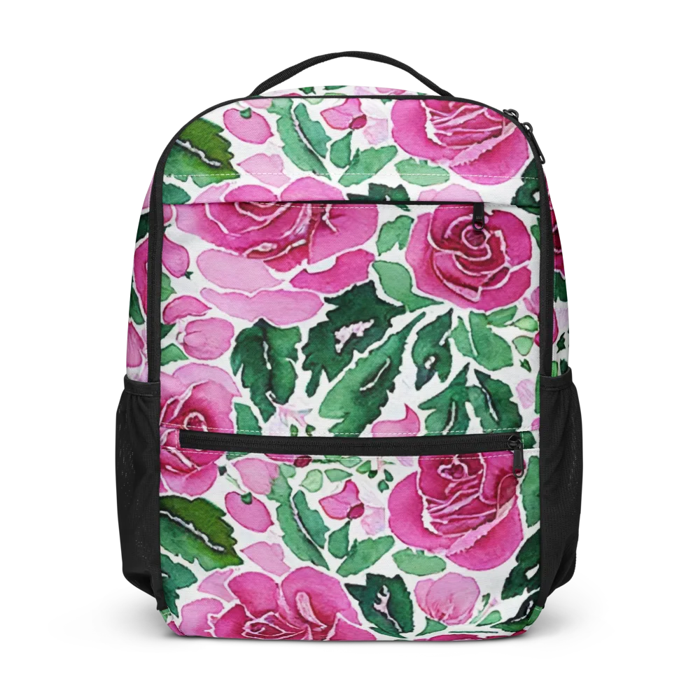 Magenta Rose Garden on Utility Backpack — Front