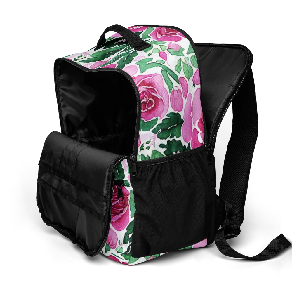 Magenta Rose Garden on Utility Backpack — Product details 2