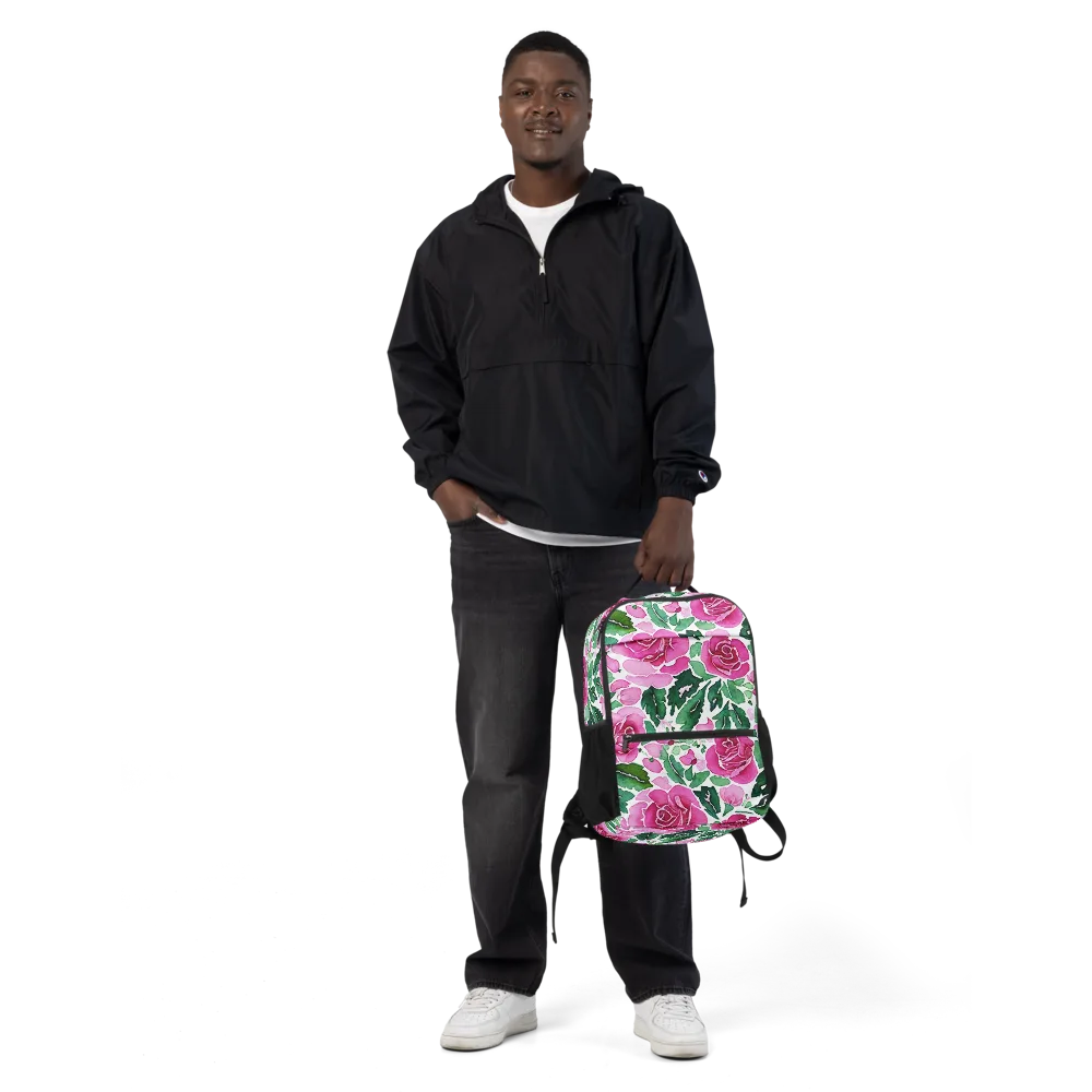 Magenta Rose Garden on Utility Backpack — Front