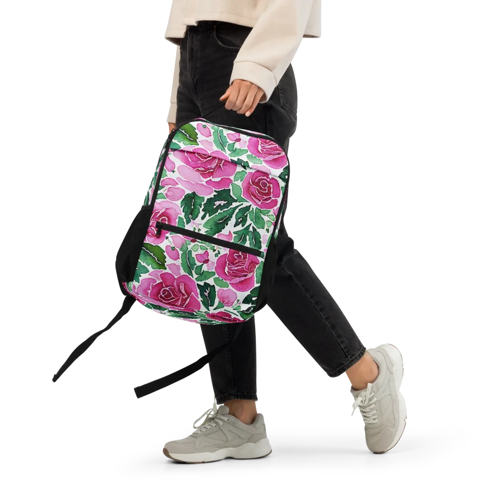 Magenta Rose Garden on Utility Backpack — Front