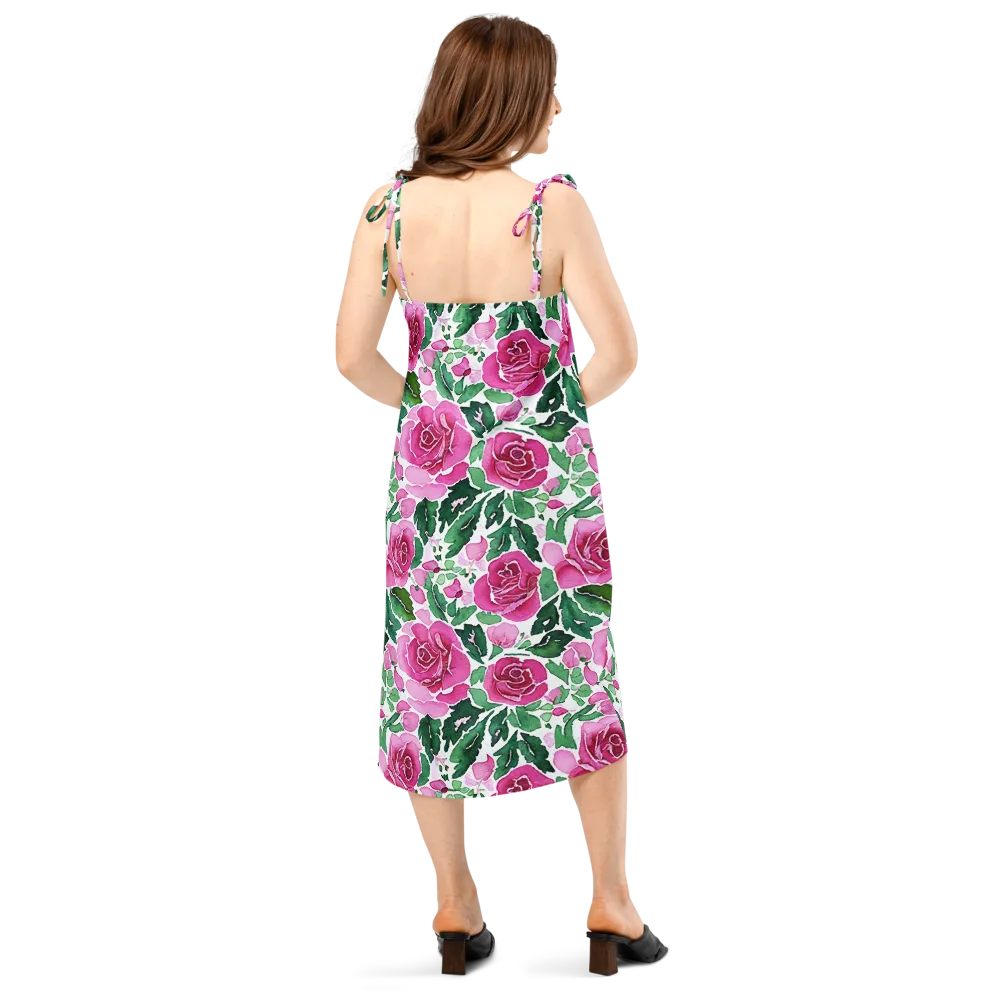 Magenta Rose Garden on Slip Dress — Back