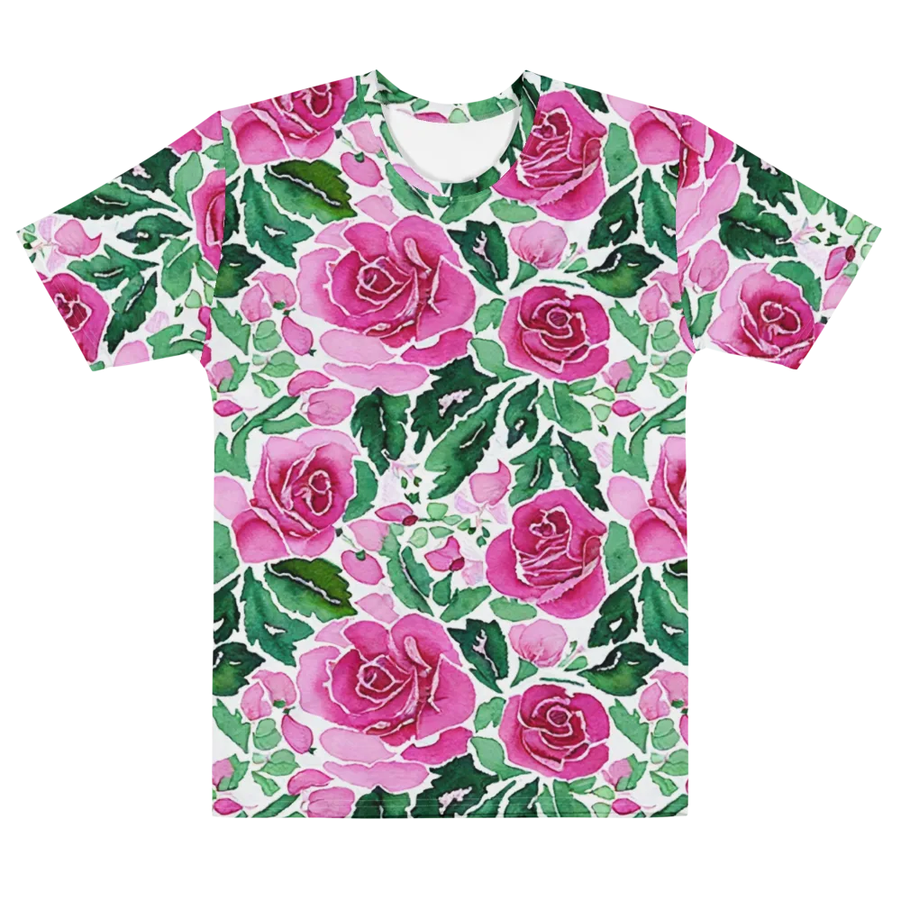 Magenta Rose Garden on Men's Cotton Crew Neck T-Shirt — Front