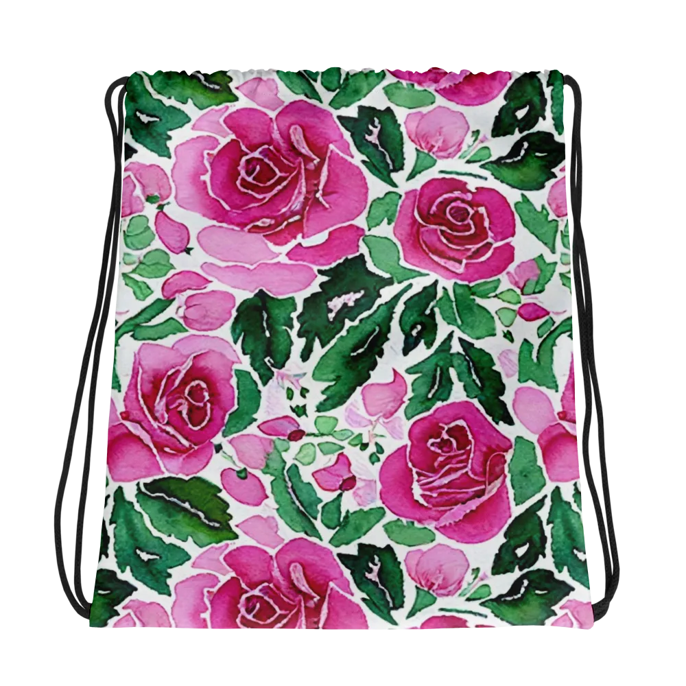 Magenta Rose Garden on Drawstring Bag — Photo